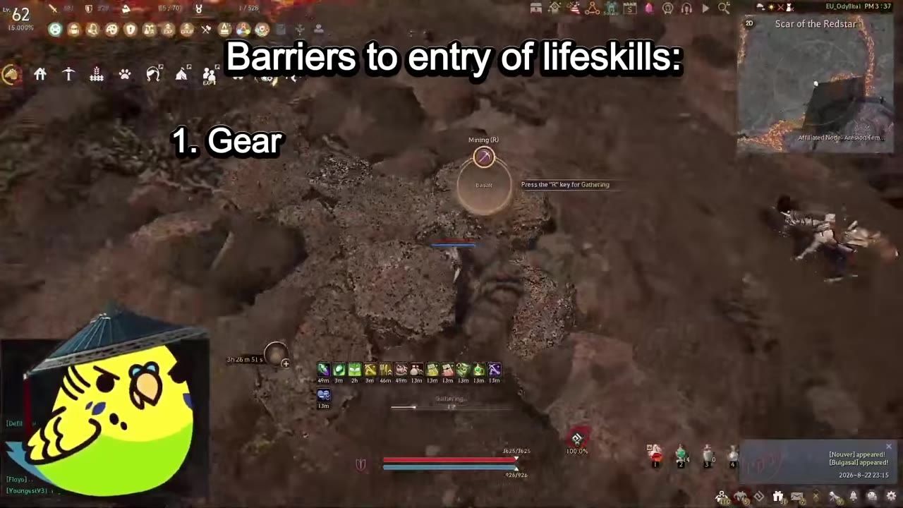 Character mining a rock with text about barriers to entry for life skills above.