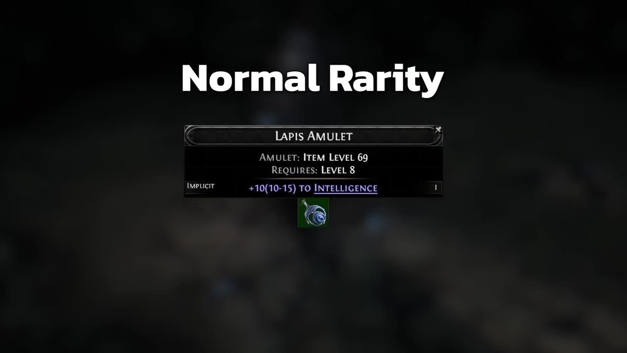 A screenshot showing a Lapis Amulet of normal rarity with its item details.