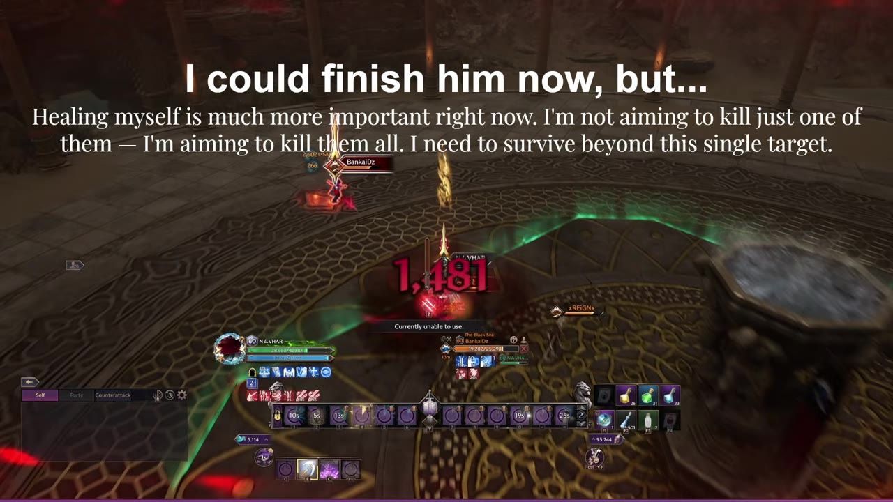 A Templar engaged in player versus player combat, displaying abilities and the environment.