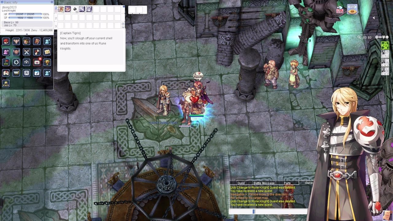 Game interface showing character dialogue panel with Captain Tigris and gameplay interface.