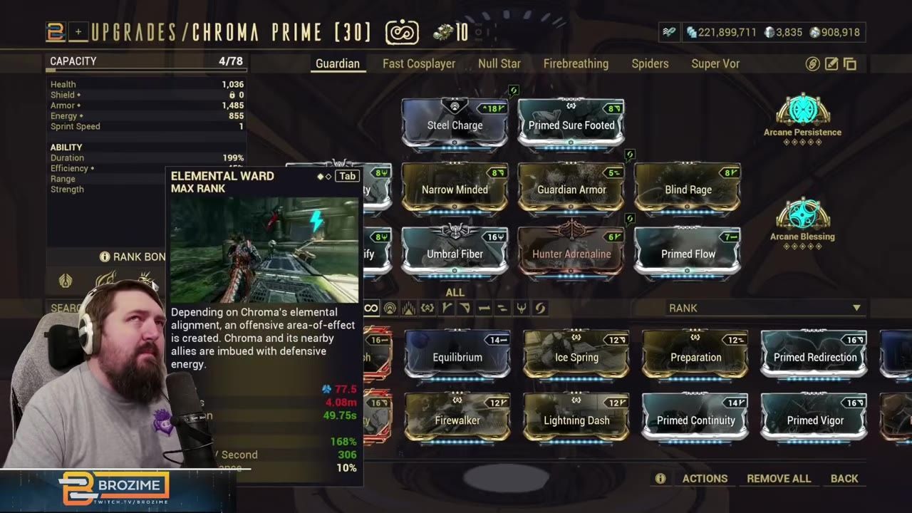 The Elemental Ward panel with Heat and health boost information shown in the game screen.
