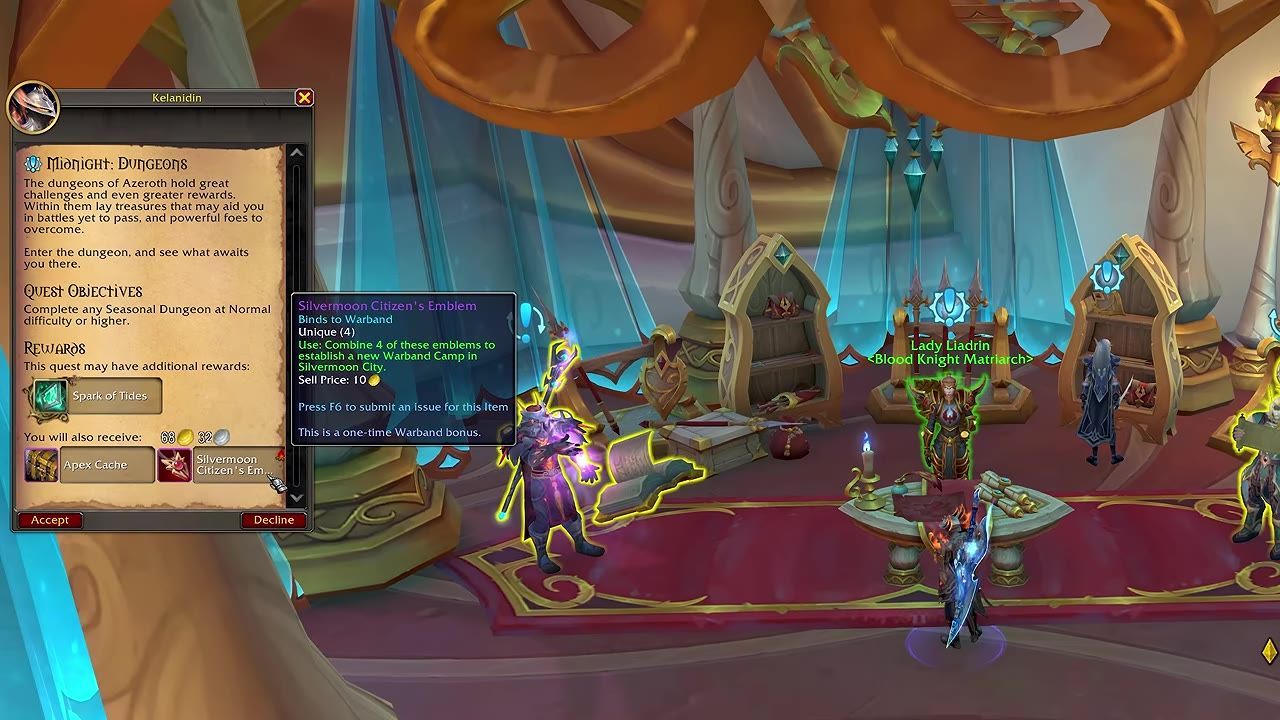 A quest selection screen showing quest objectives and item rewards in a vibrant in-game environment.