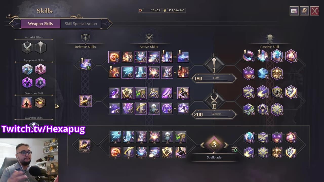 A screenshot of a game's skill tree interface displaying various skills and their levels.