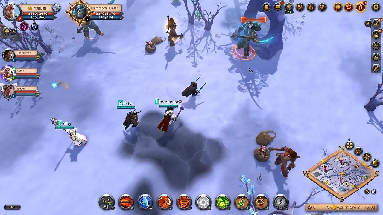A gameplay scene displaying a combat encounter in a snowy landscape, highlighting a character fighting a partially outlined enemy.