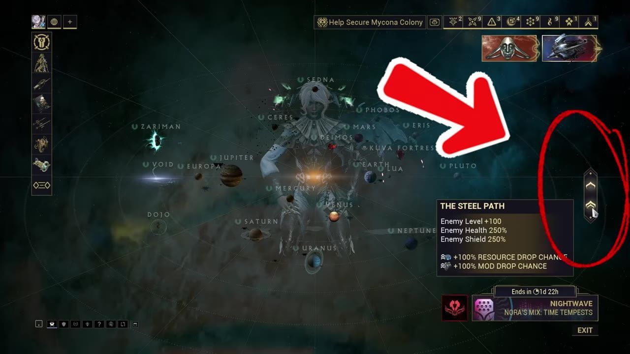 The Star Chart with Steel Path toggle option highlighted.