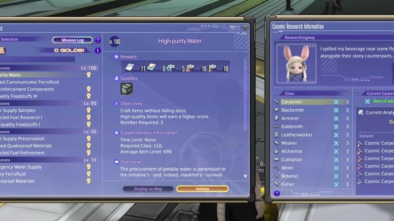 Game interface panel showing Cosmic Exploration missions and details.