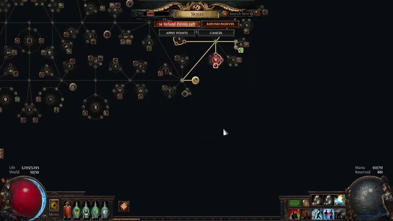 A game screen showing the Path of Exile passive skill tree focused on the Point Blank notable.