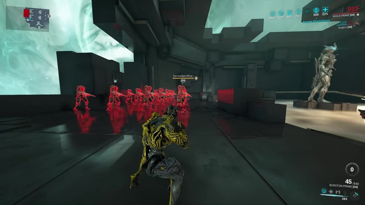 Nidus using Larva ability to group glowing enemies and targeting them with his Virulence power.