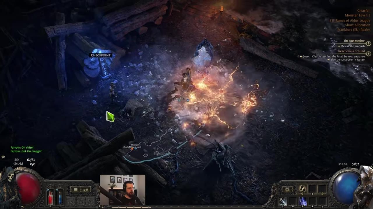 Character using lightning-based skills on enemies with visible effects and action.