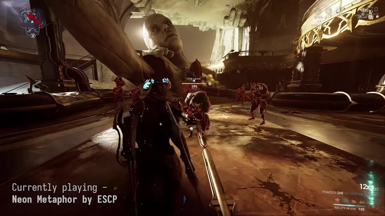 Character in-game with Iron Skin active and enemies on screen.