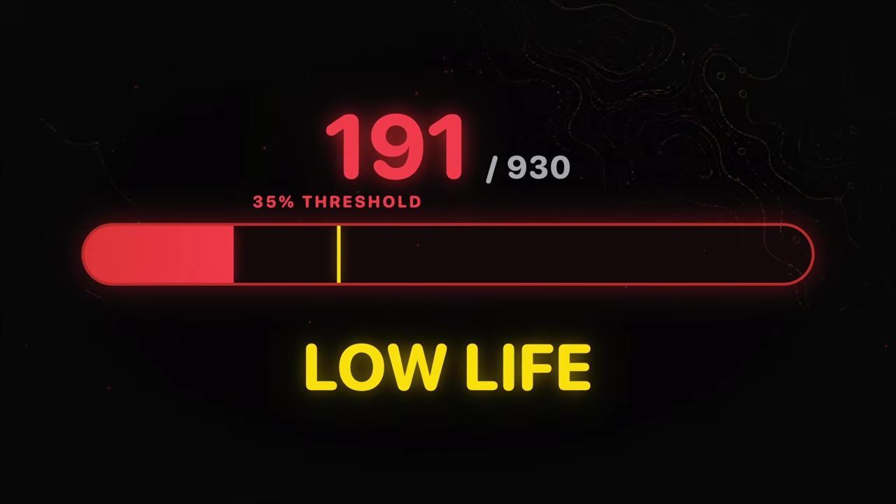 A display showing a health bar with 191 out of 930 total life, labeled 'Low Life' below.