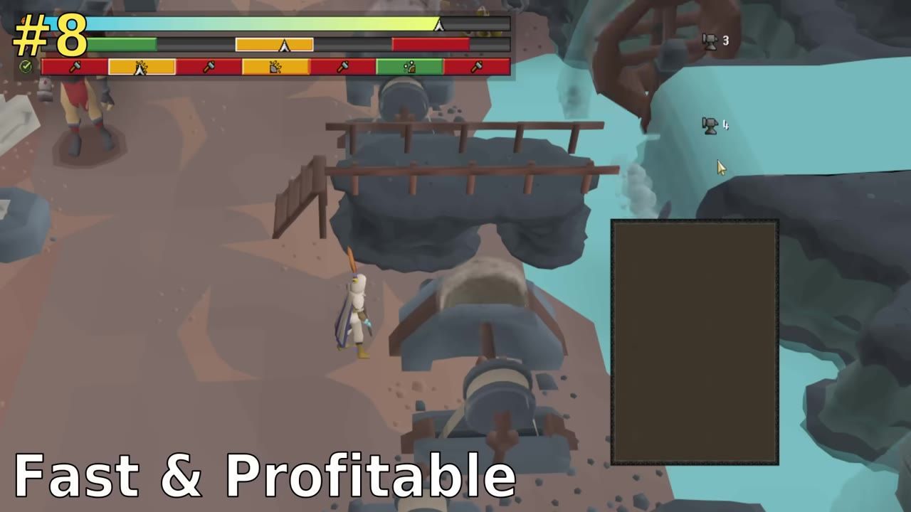 Top-down view of gameplay featuring a character and environment in Giant's Foundry.