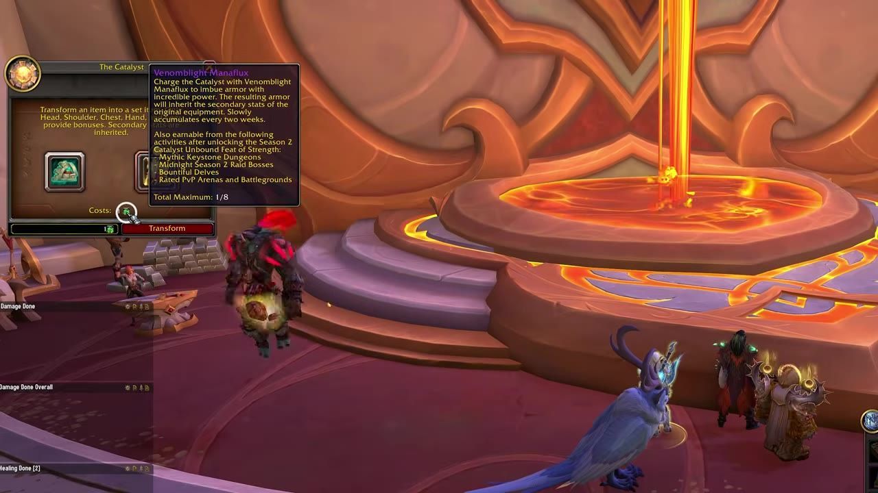 Catalyst interface showing gear conversion to tier set with details about catalyst currency and options.