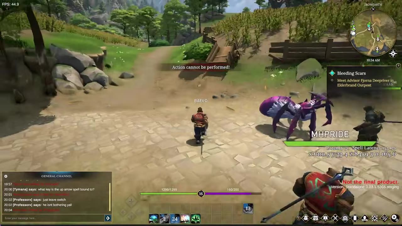 Gameplay showing combat action involving players and a creature with visible game interface elements.