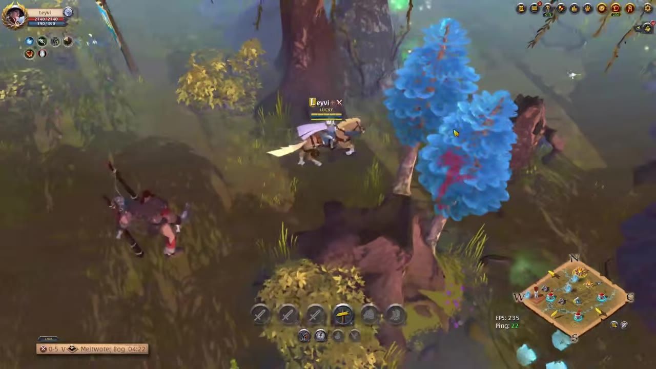 A fallen character lies on the ground while another character on horseback approaches.