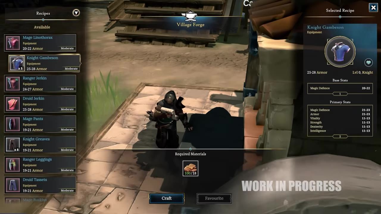 A crafting interface with visible recipe options and item creation details in a game.