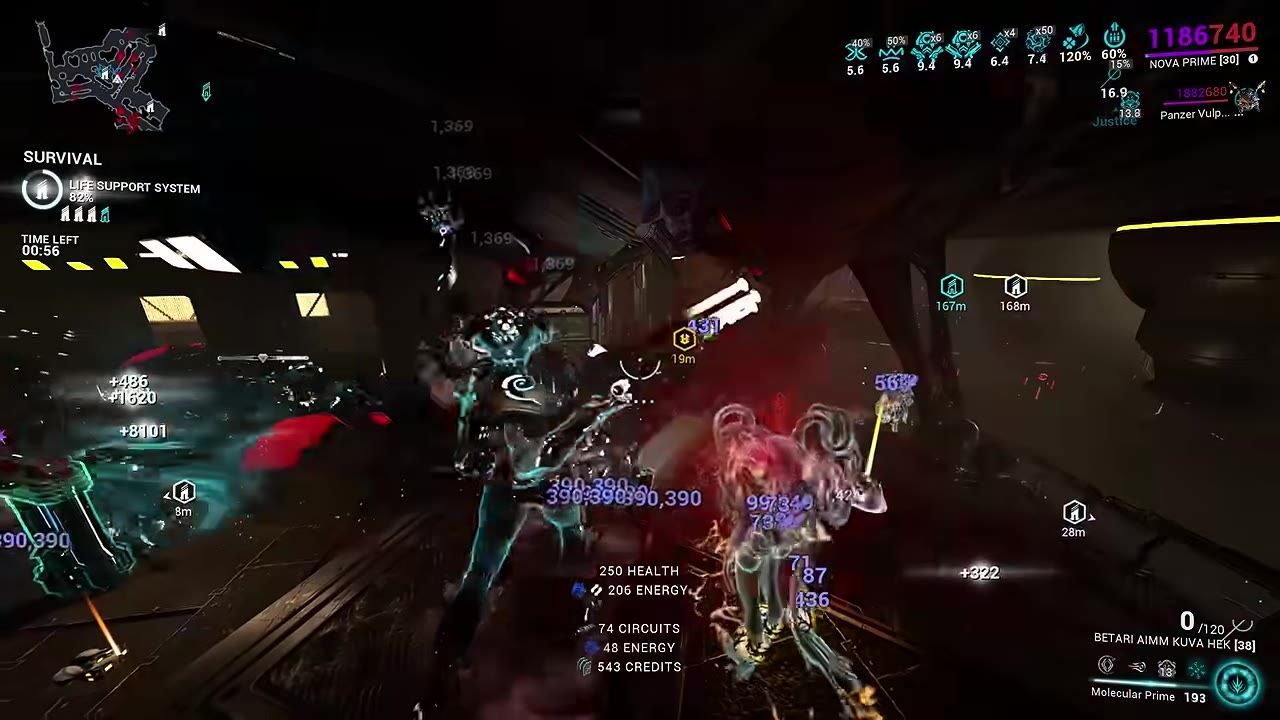Nova using the Molecular Prime ability during a mission in Warframe.