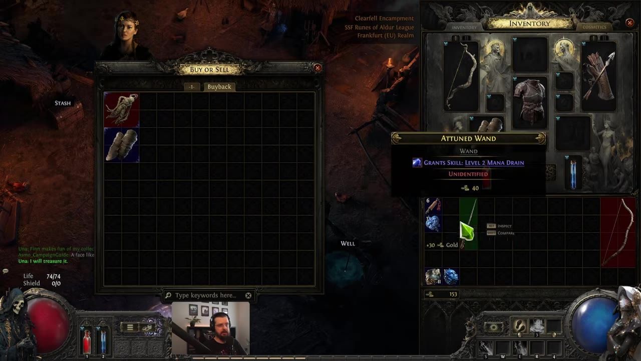 Game inventory interface showing an unidentified item and detailed description.