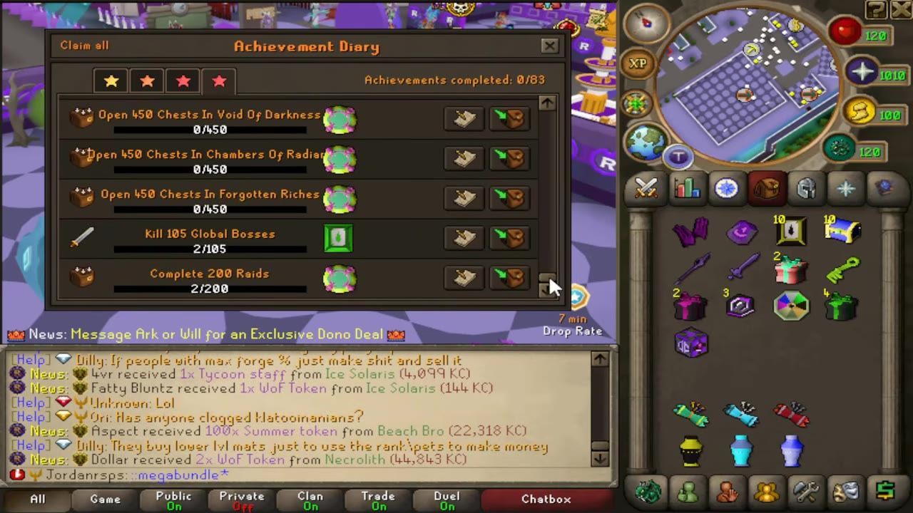 In-game achievements interface showing progress and rewards.