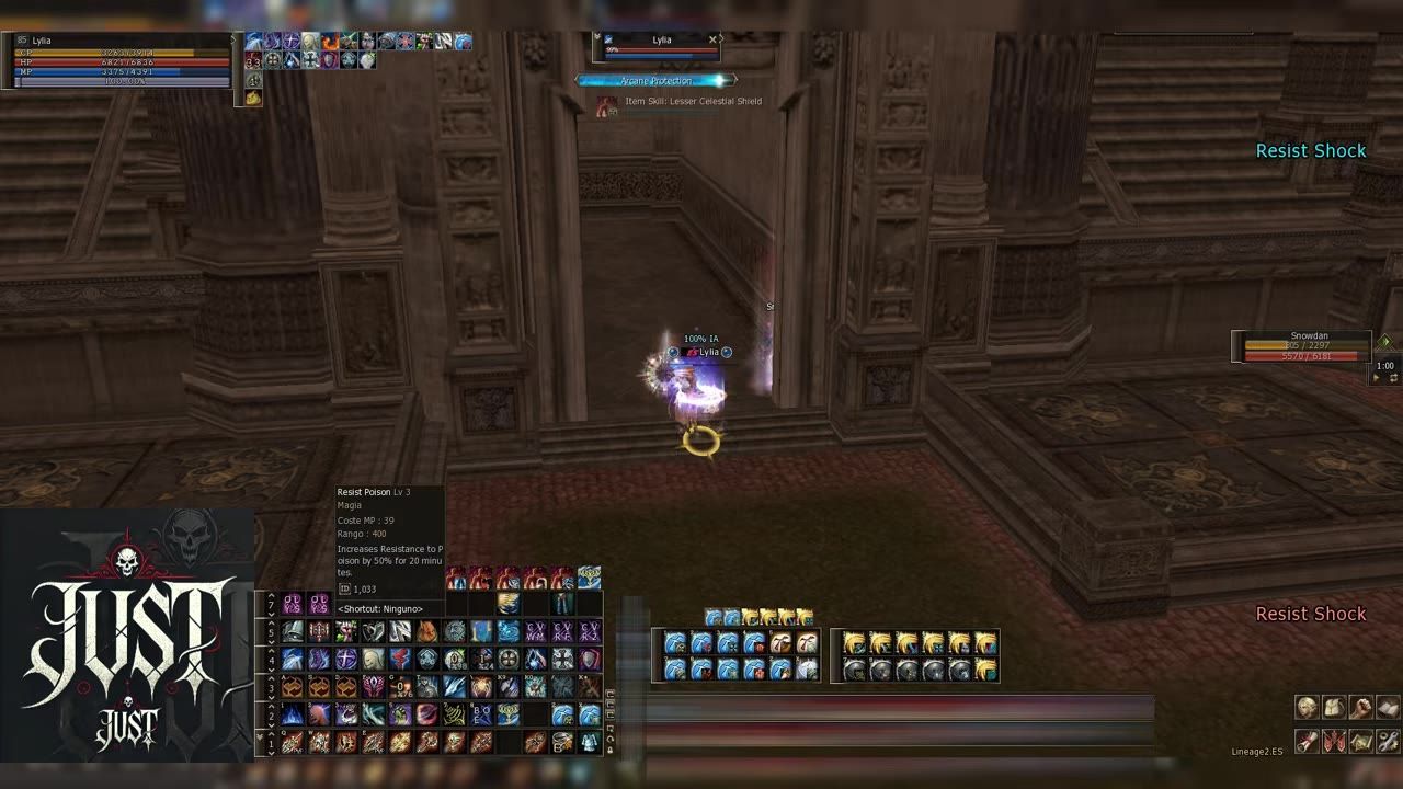 A fight scene in a game showing a character using various abilities with visible effects.