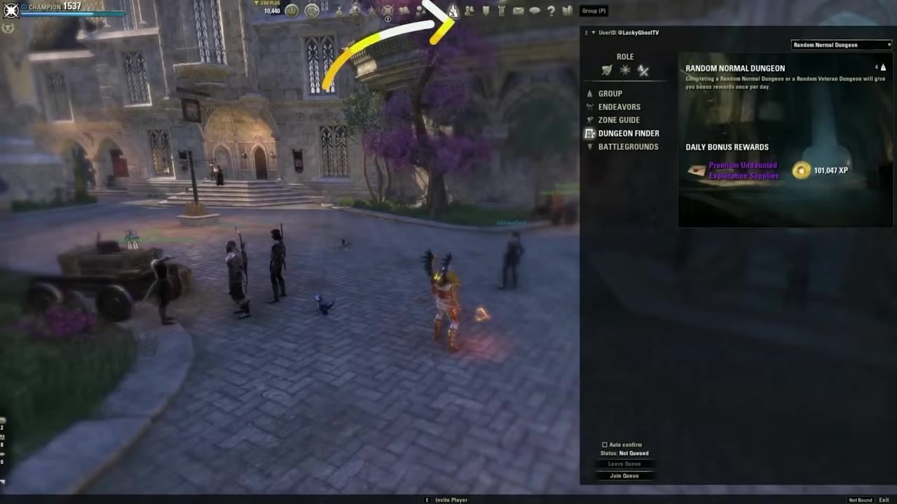 The dungeon finder menu is open with a random normal dungeon selected in a MMORPG interface.