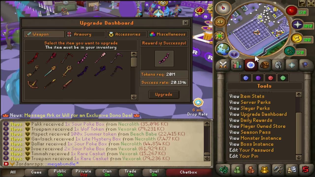 Game interface displaying an upgrade dashboard with item options.