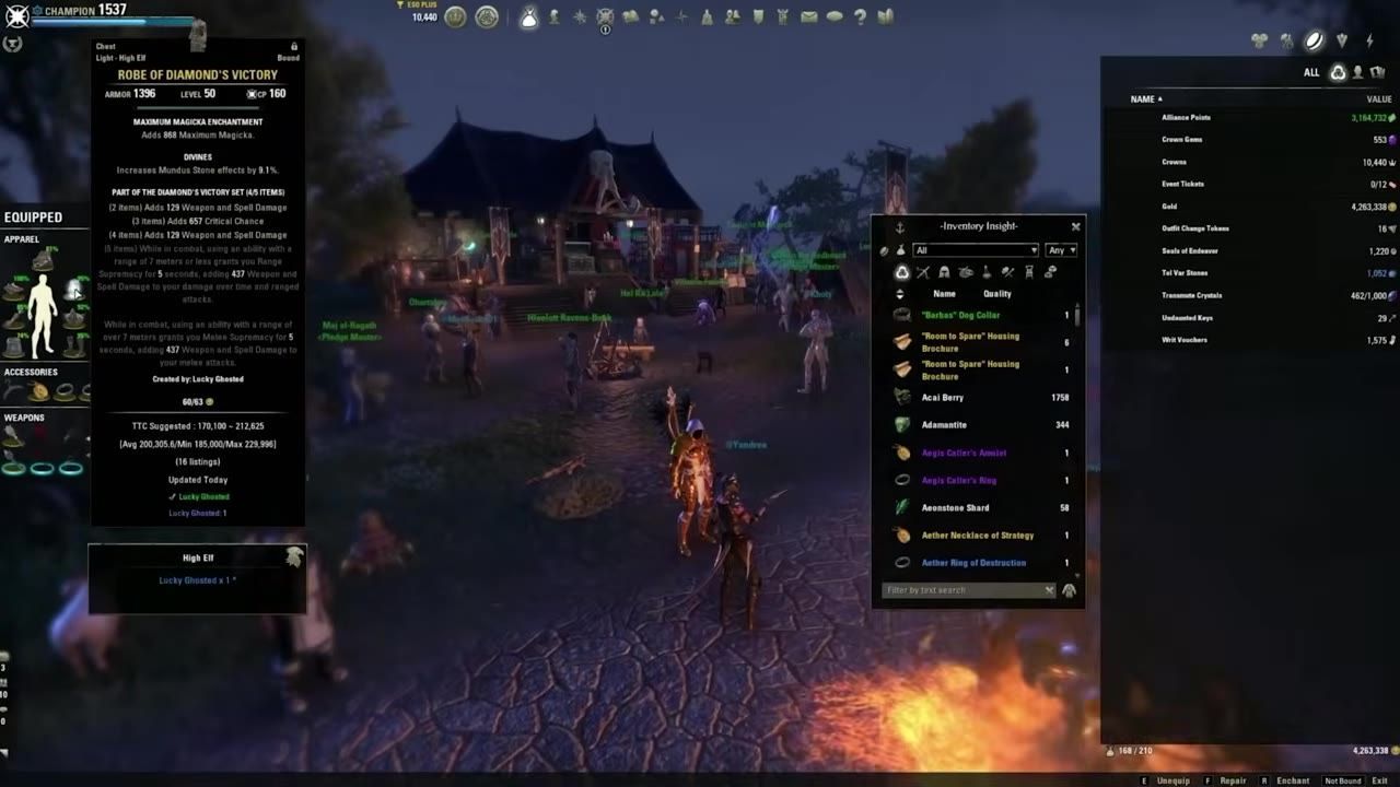 Character inventory screen showing CP160 gear equipped, with additional UI elements visible.