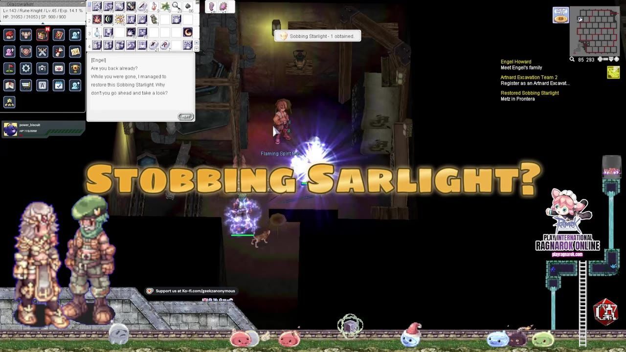 Game screenshot showing a character interacting with Engel Howard, accompanied by dialogue and inventory menus.