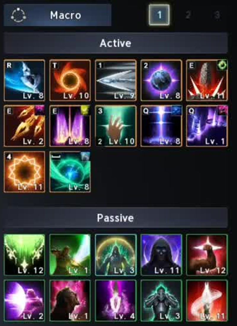 the Chanter skill window at level 45, with the level of every active and passive skill