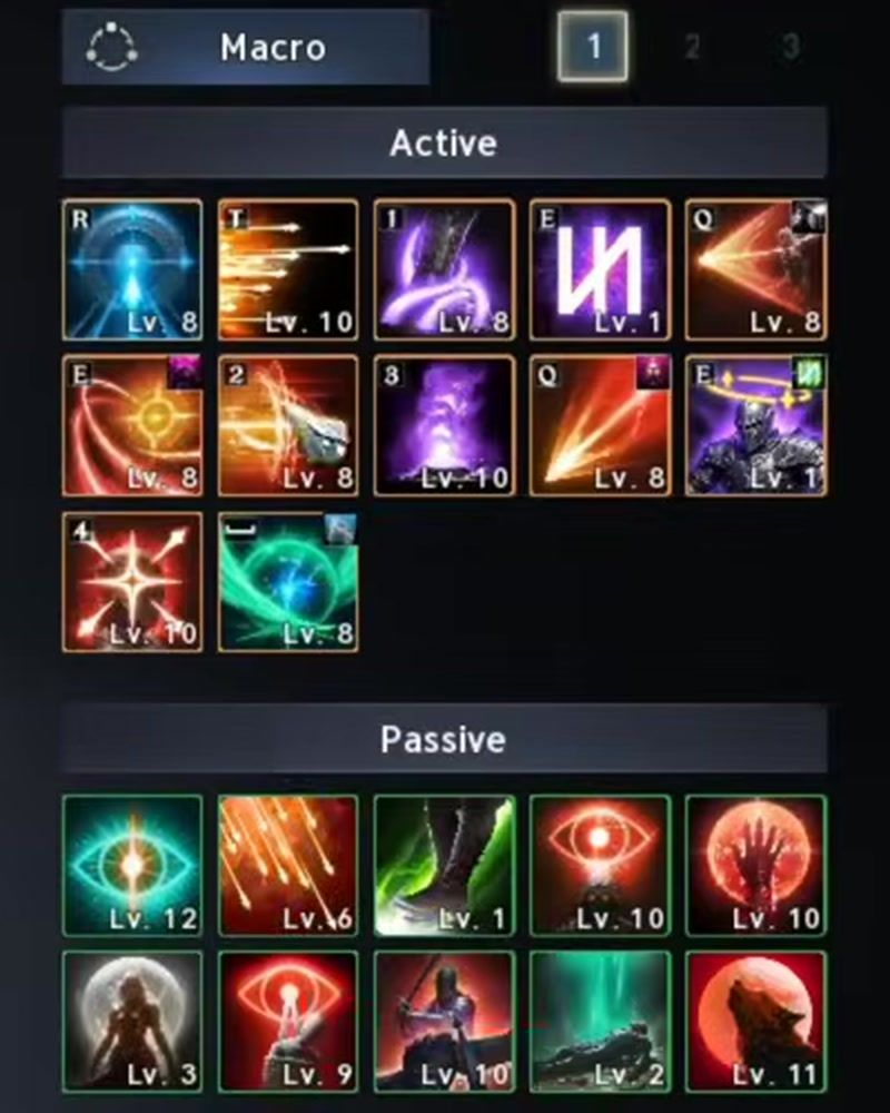the Ranger skill window at level 45, with the level of every active and passive skill