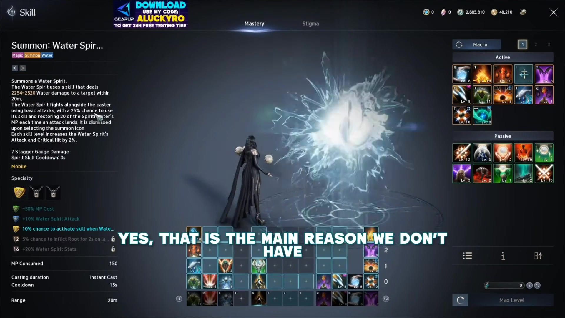 the Summon Water Spirit page describing the mana it returns on each landed attack
