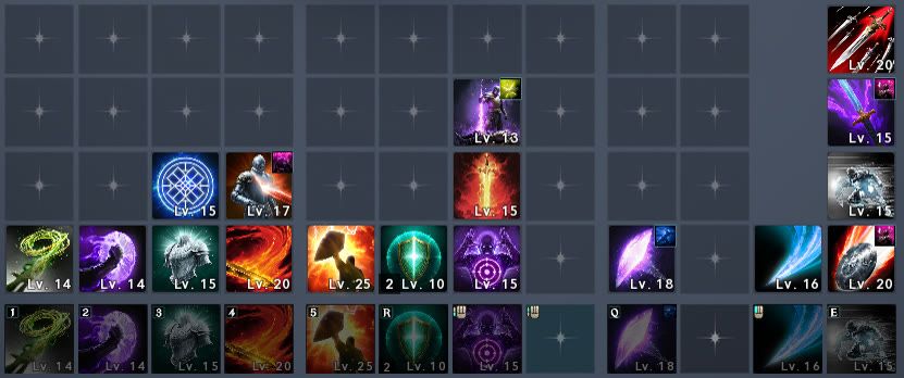 the skill bar for the Templar, with the level shown on every slot