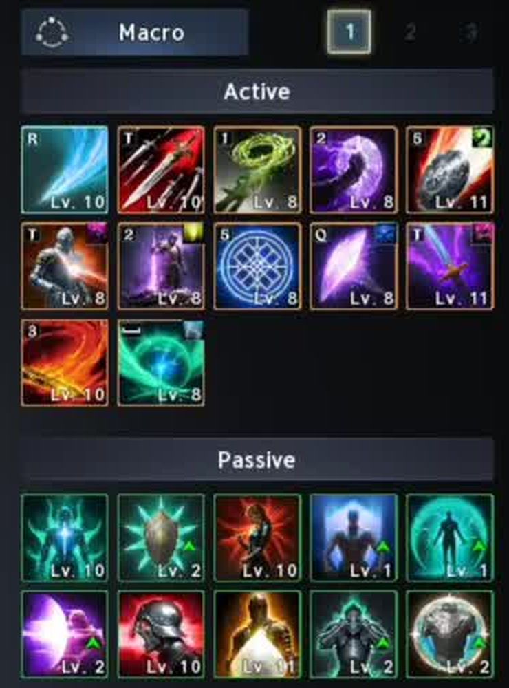 the Templar skill window at level 45, with the level of every active and passive skill